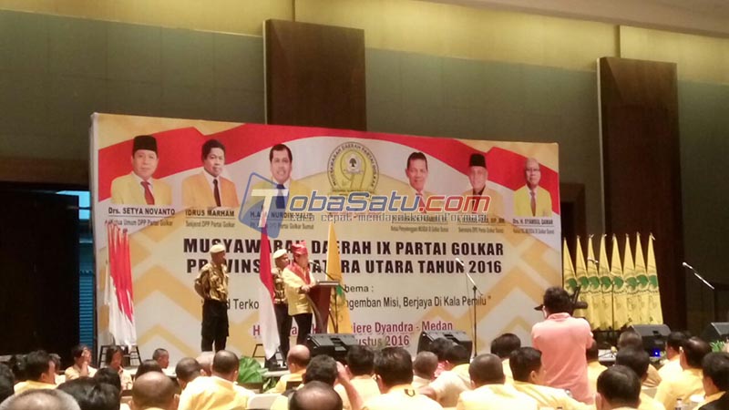 Ketua DPP partai golkar setya Novanto memberi kata sambutan pada pembukaan Musda ke IX Partai Golkar Sumut
